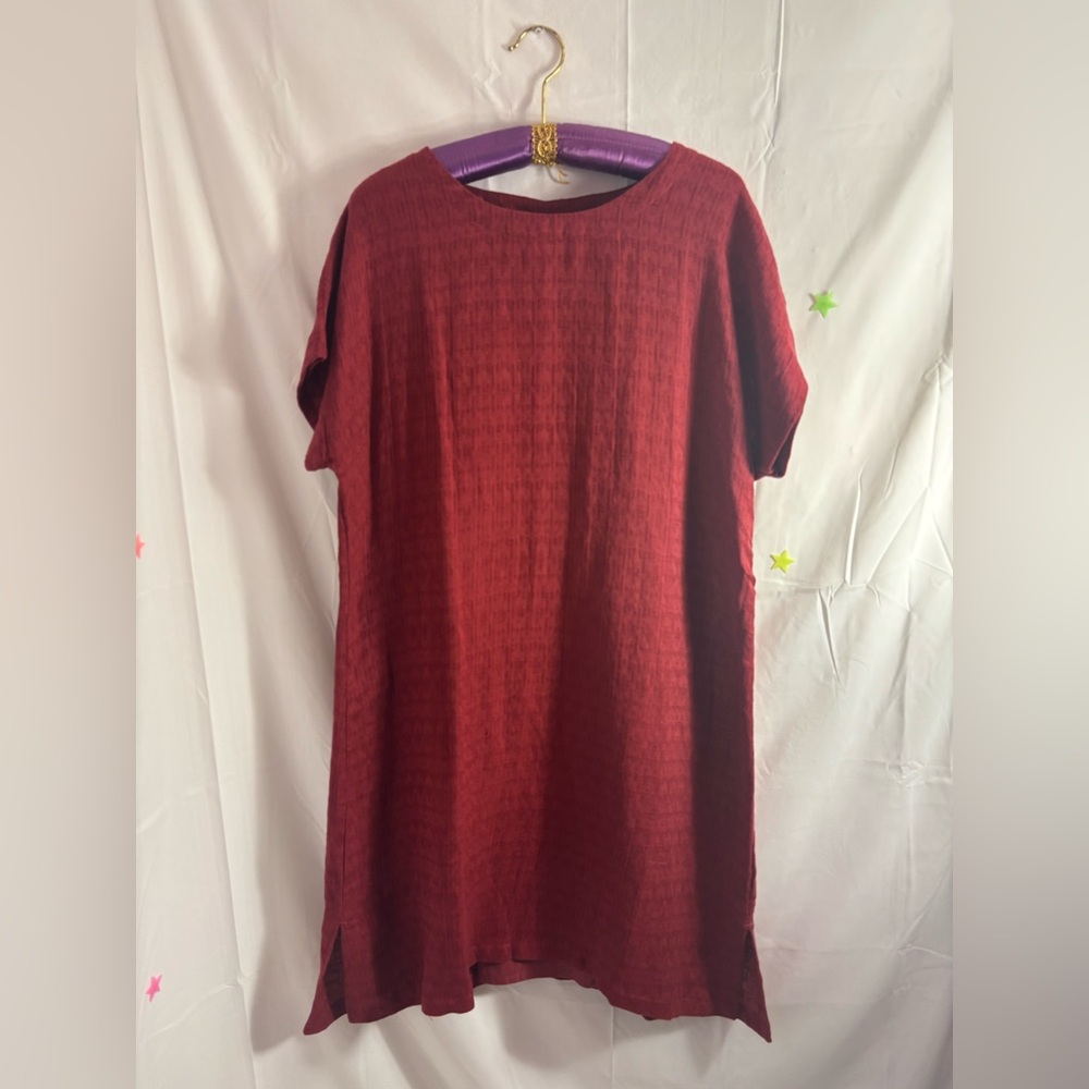 NWT Brick Red Soft Surroundings Remi Gauze Slip Linen Blend Shirt Dress Size M - Picture 5 of 16